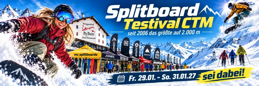 Splitboard-Testival CTM 2027 Tickets und Camps auf der Silvretta-Bielerhöhe